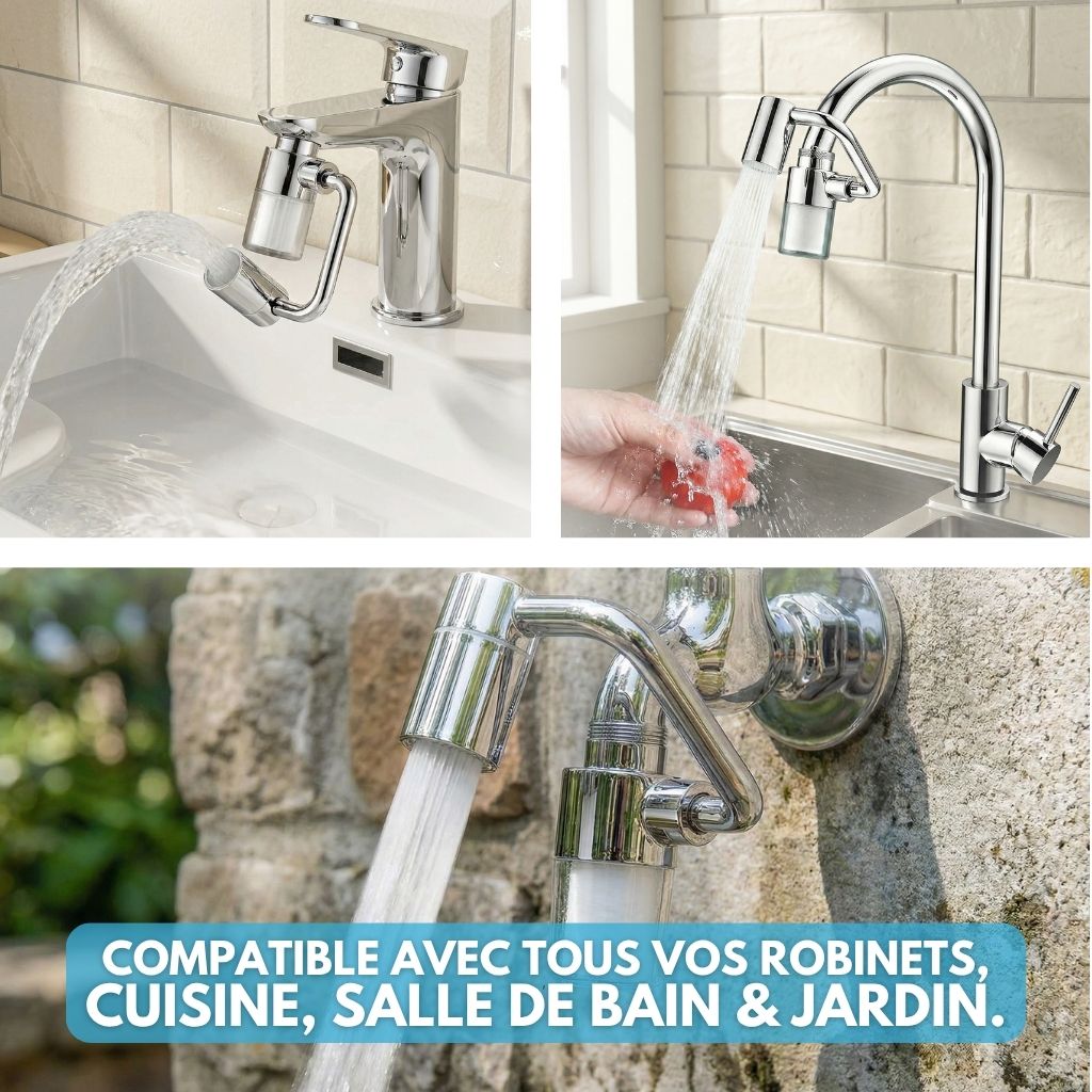 AquaFlex™ – Extension de Robinet Filtrante 1080° Double Jet