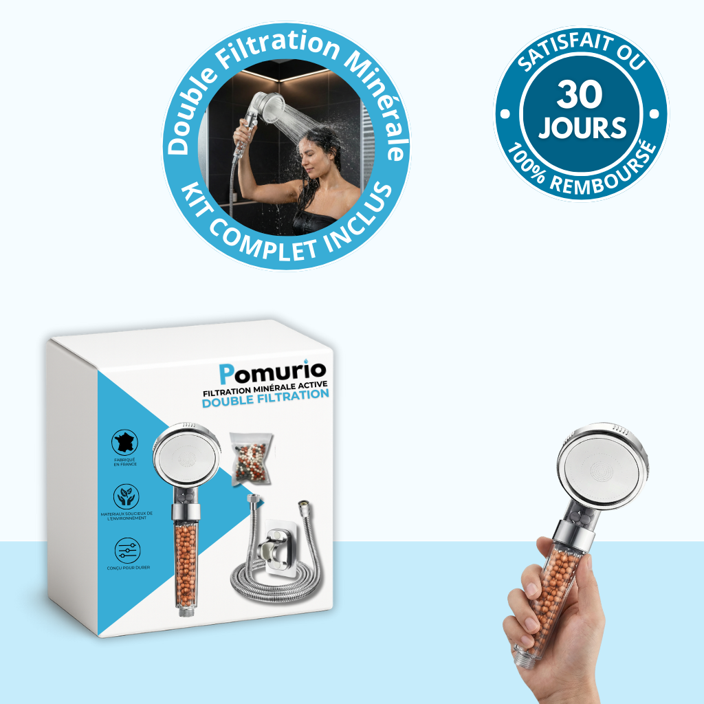 Pommeau de Douche Minéral Transparent Filtrant