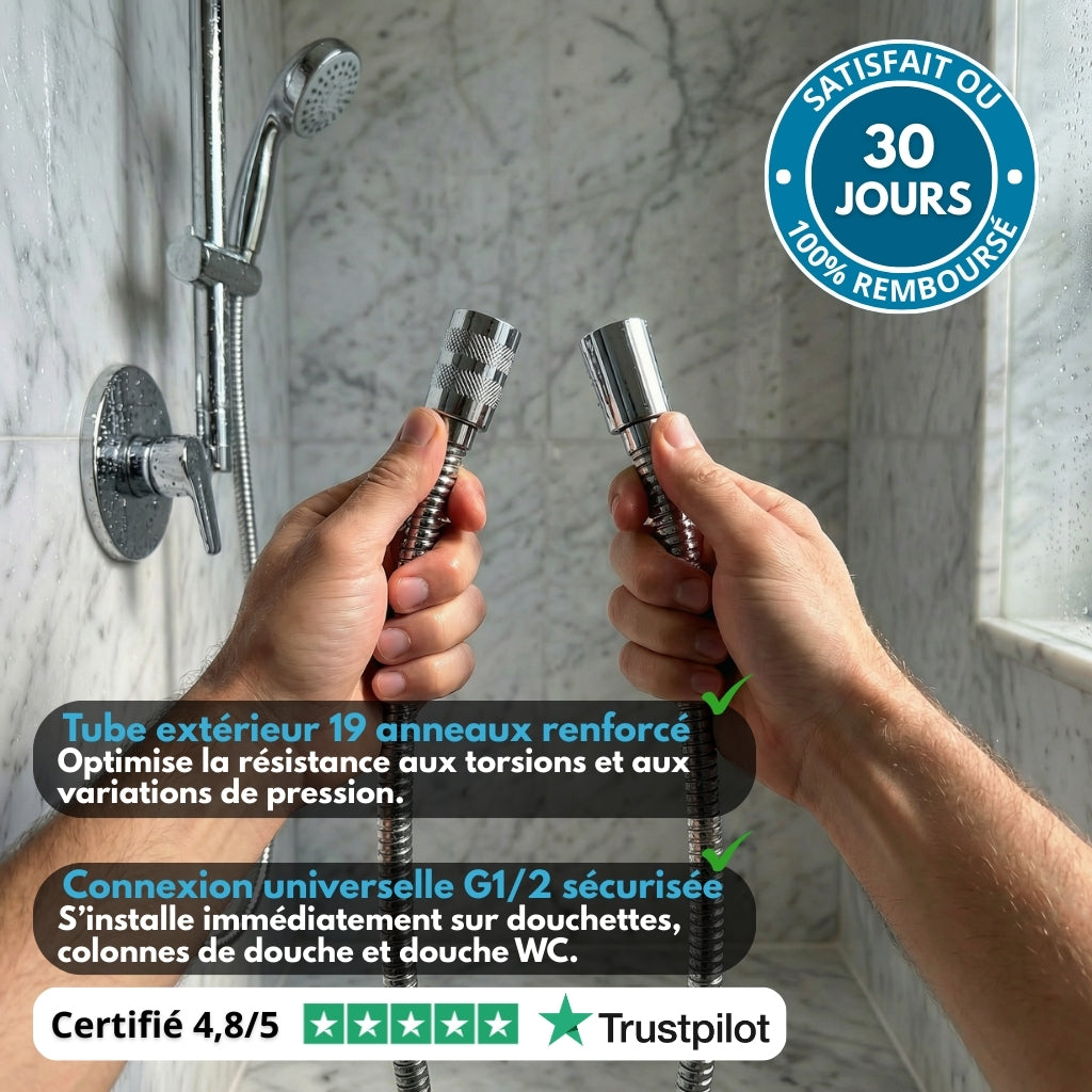Flexible de Douche Universel Inox Tressé  – Anti-torsion