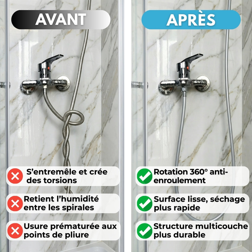Flexible de Douche PVC Lisse Anti-Torsion