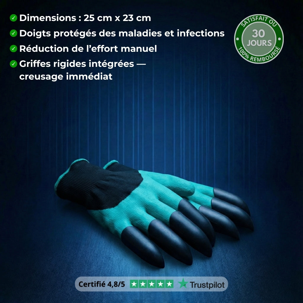 GriffGarden PRO™ – Gants de jardinage avec griffes intégrées