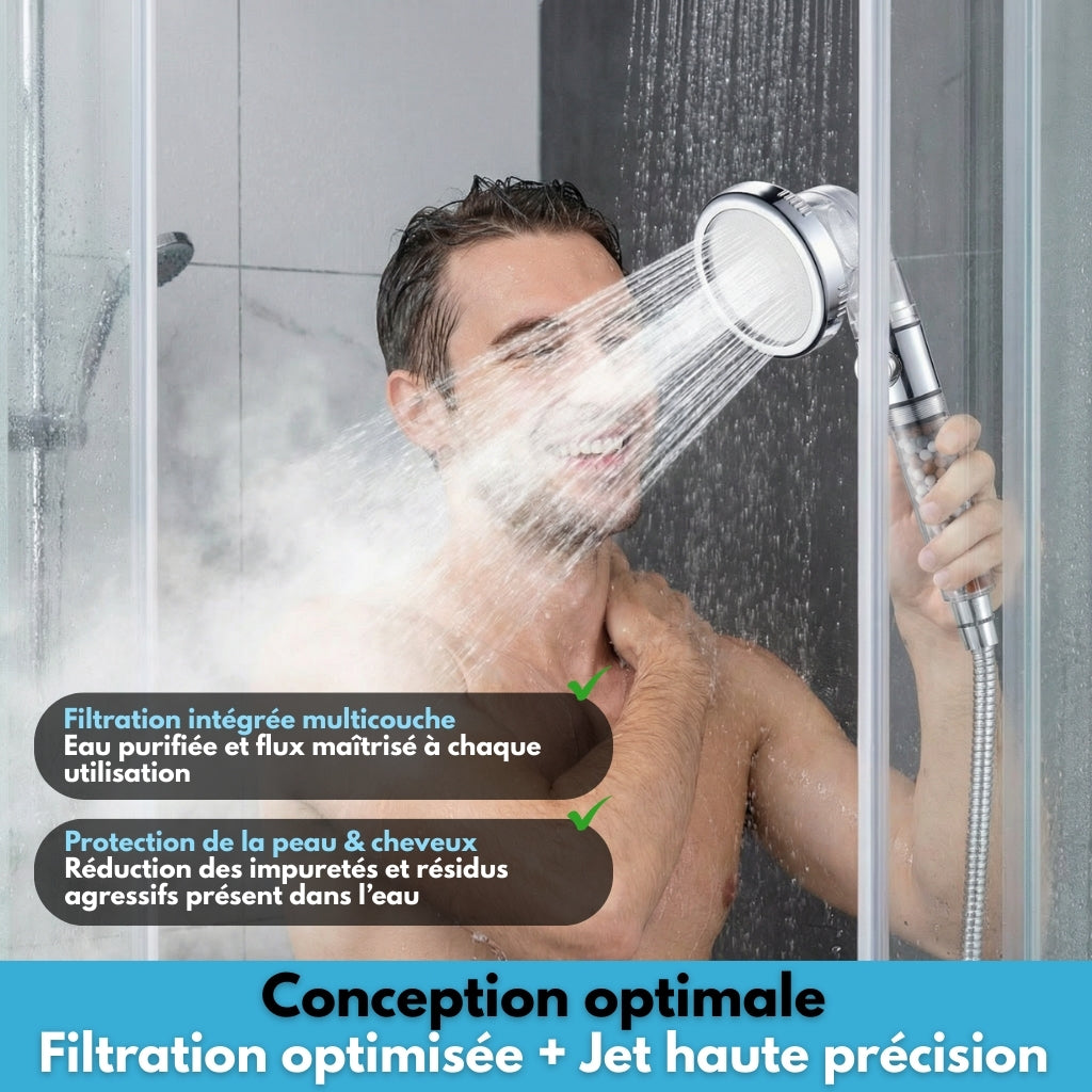 Pommeau de Douche Minéral Transparent Filtrant