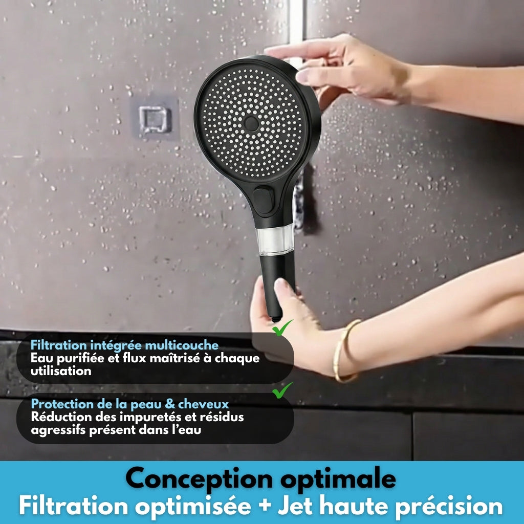 P28 PRO™ – Pommeau de douche grand panneau 13 cm filtrant – 4 modes