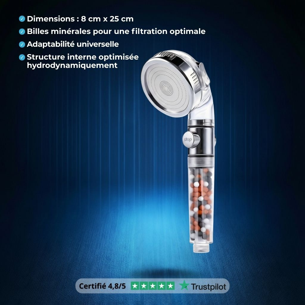 Pommeau Douche Filtre Minéral Haute Pression