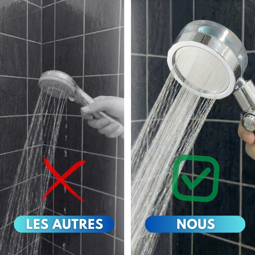 Pommeau de douche 4 pales haute pression avec filtres