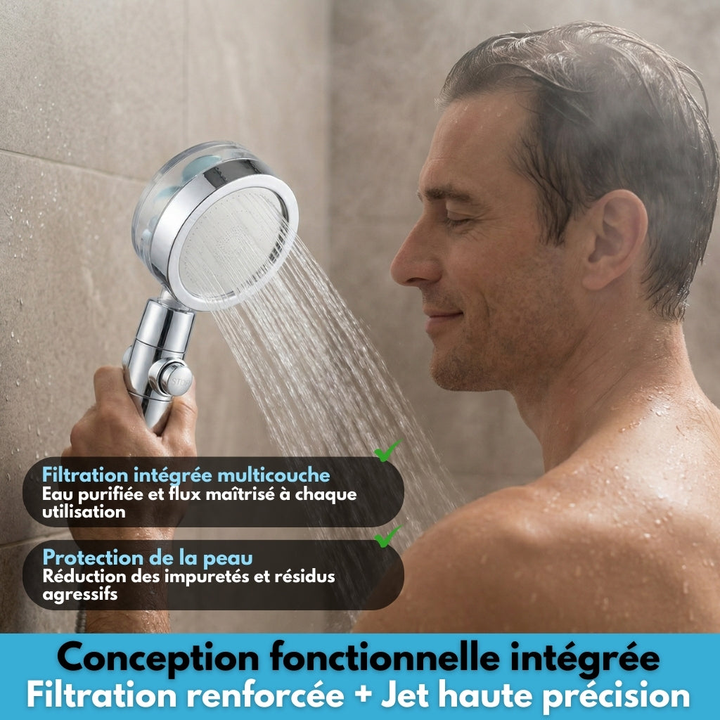 Pommeau de douche 4 pales haute pression avec filtres