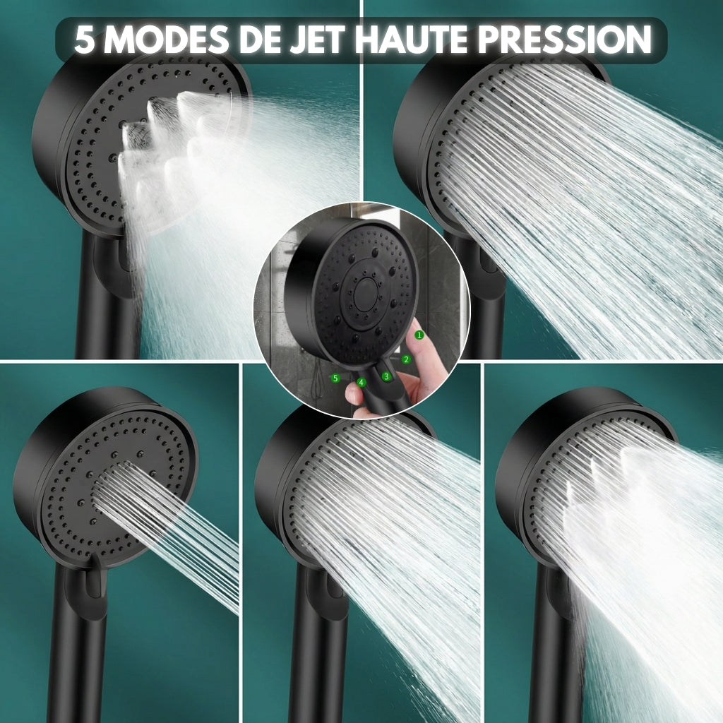 Pommeau de douche grand panneau 5 modes haute pression