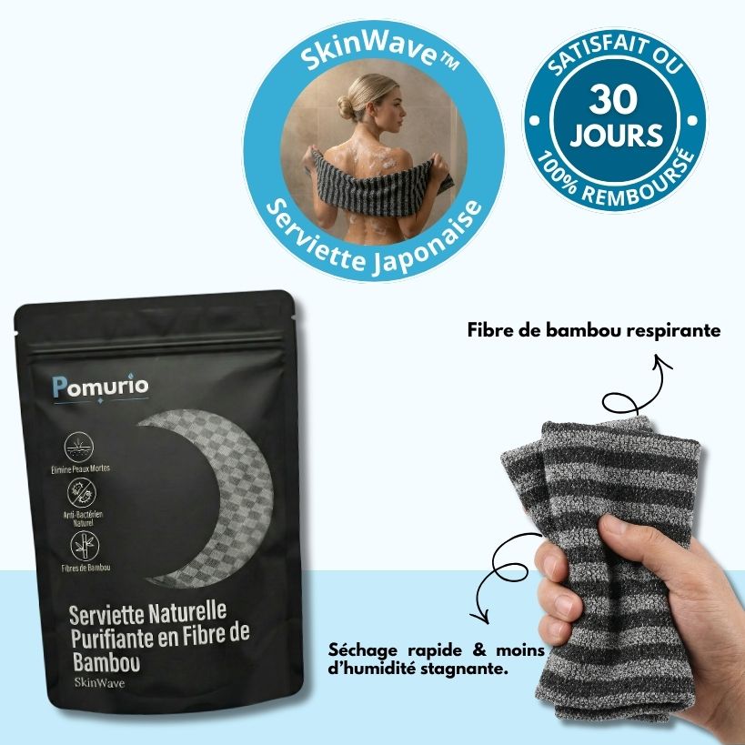 SkinWave™ – Serviette Naturelle Purifiante en Fibre de Bambou