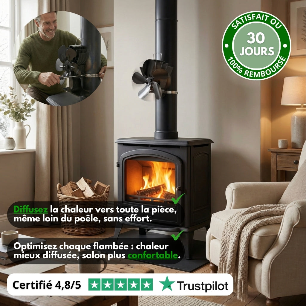 V18 PRO™ – Ventilateur Thermique Silencieux pour Poêle